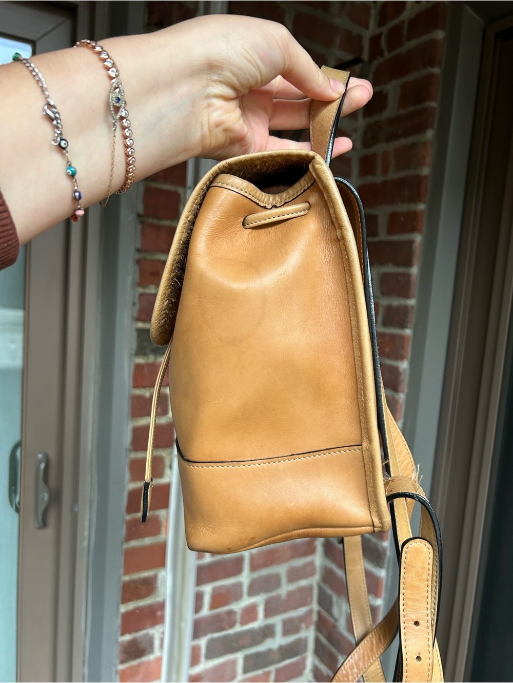 Vintage coach daypack 9960 tan burnished leather backpack yellow orange fall y2k - Picture 5 of 14